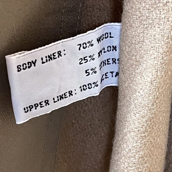 NWT J.G. Chappel London England Tan Wool Lined Double Breasted Trench Coat Sz 40 - Picture 5 of 11